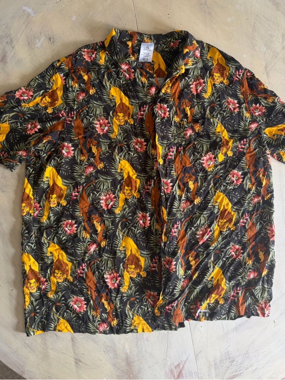Disney Parks The Lion King Hawaiian Button Down Collar Men's Shirt Size XXL